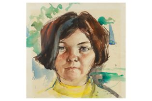 MURIEL BRANDT RHA, (Irl 1909 - 1981) untitled, portrait of a child's head, water colour, ca 12 x 12"