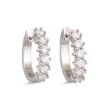 A PAIR OF DIAMOND HOOP EARRINGS, set with brilliant cut diamonds, mounted in 18ct white gold.