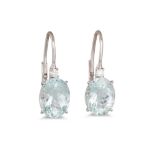 A PAIR OF AQUAMARINE AND DIAMOND EARRINGS, the oval aquamarines with brilliant cut diamonds, in 18ct
