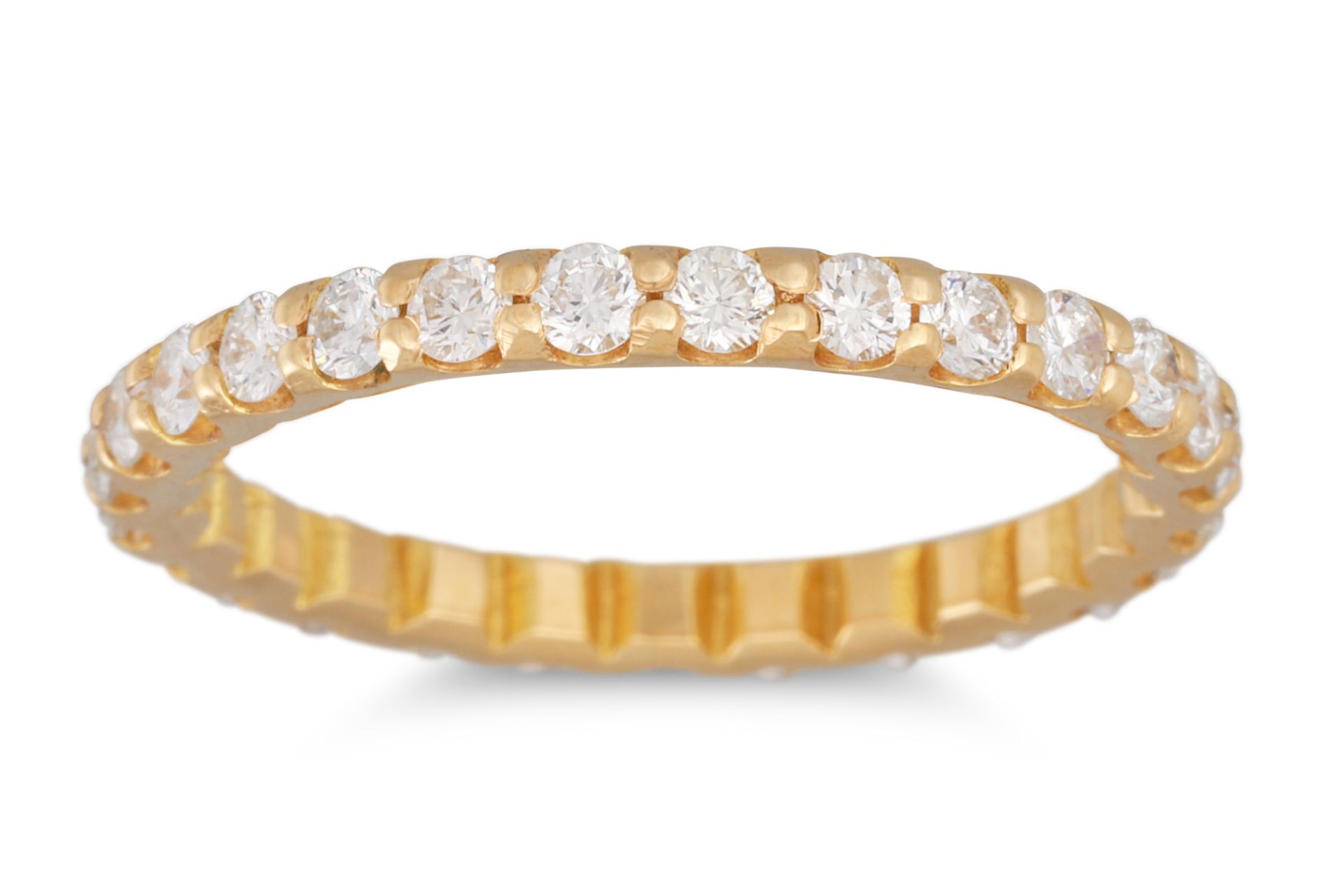 A DIAMOND FULL ETERNITY RING, the brilliant cut diamonds mounted in 18ct yellow gold. Estimated:
