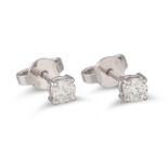 A PAIR OF DIAMOND STUD EARRINGS, the brilliant cut diamonds mounted in 18ct white gold. Estimated: