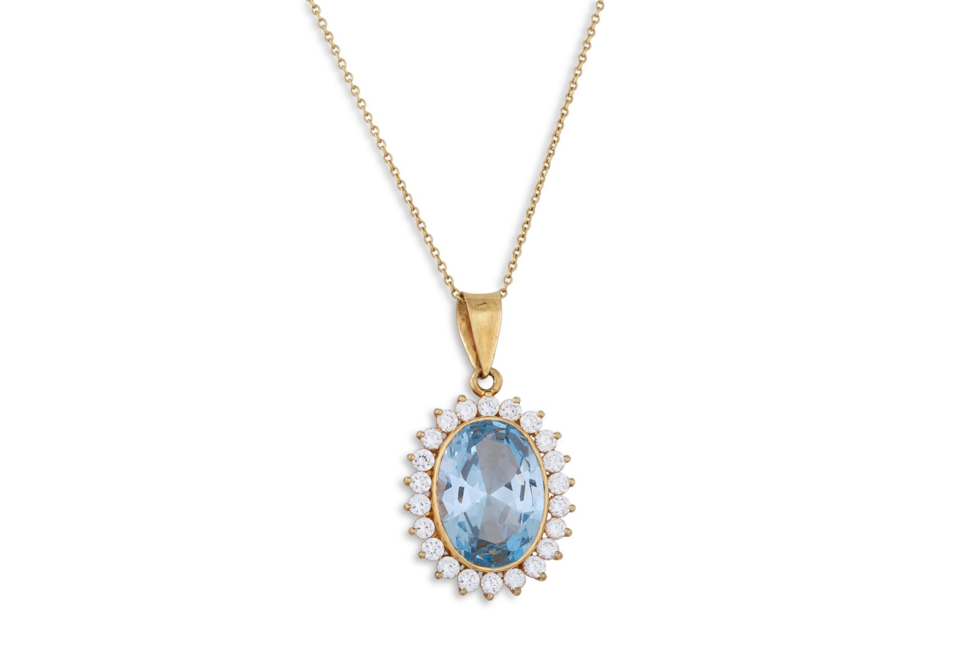 A CLUSTER PENDANT, suspended from an Elsa Peretti for Tiffany & Co 18ct gold chain