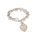 A SILVER BRACELET, with Tiffany heart charm