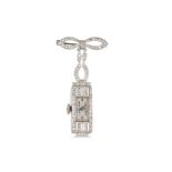 AN ART DECO DIAMOND SET PENDANT WATCH, suspended from a diamond set bow, mounted in platinum.