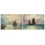 EDWARDIAN MARITIME SCHOOL, ca 1900, untitled, shipping off the coast, water colour, ca 7 × 5” (a