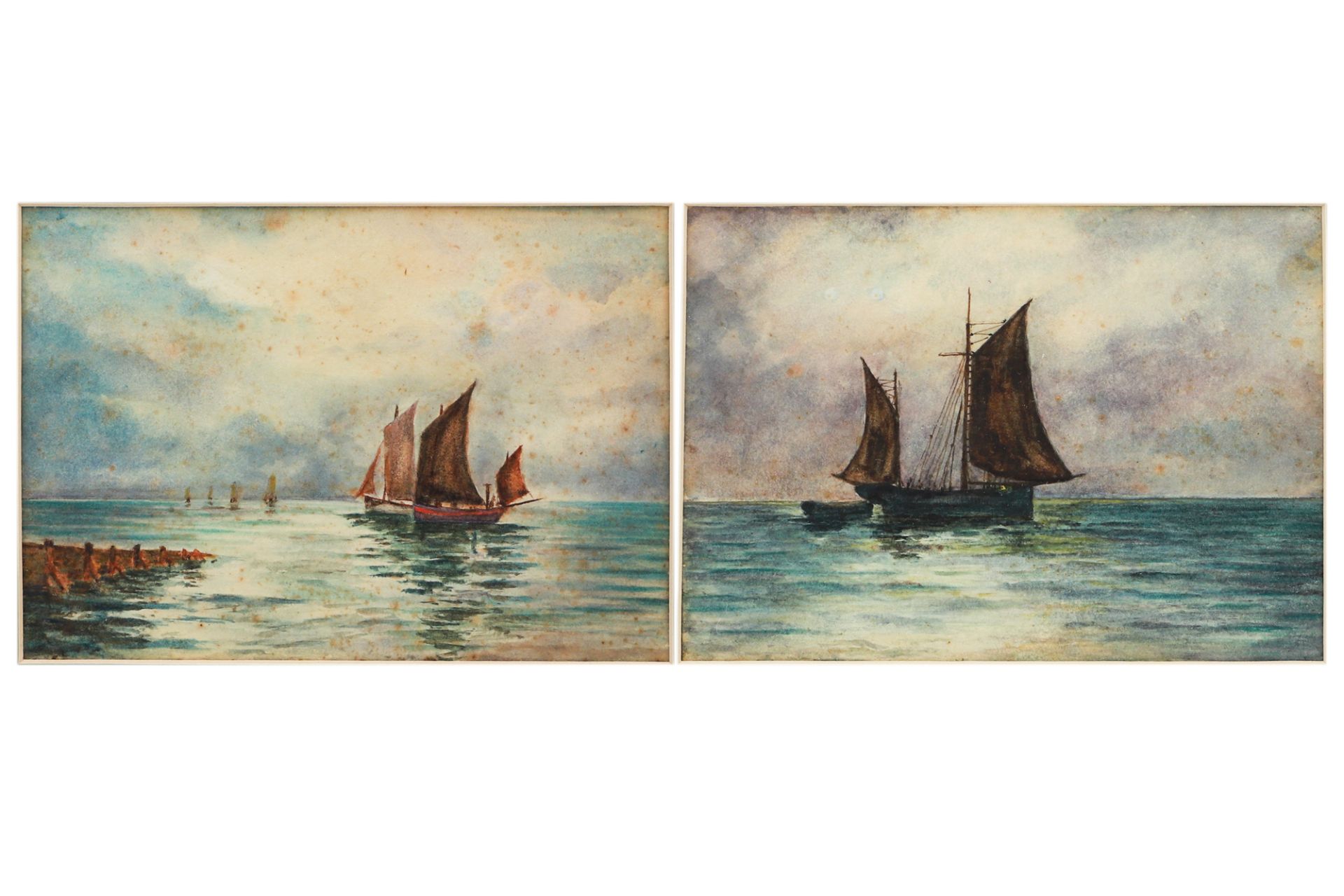 EDWARDIAN MARITIME SCHOOL, ca 1900, untitled, shipping off the coast, water colour, ca 7 × 5” (a