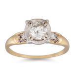A DIAMOND SOLITAIRE RING, the old cut diamond mounted in gold. Estimated: weight of diamond: 0.57