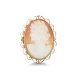 A CAMEO BROOCH, mounted in 9ct gold, 15 g.