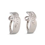 A PAIR OF DIAMOND SET HOOP EARRINGS, in 18ct white gold. Estimated: weight of diamonds: 0.20 ct