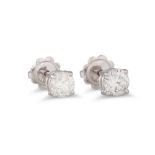 A PAIR OF DIAMOND STUD EARRINGS, the brilliant cut diamonds mounted in 18ct white gold. Estimated: