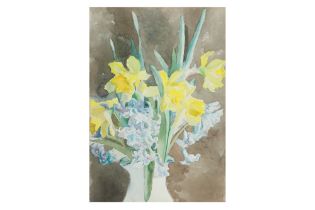 MOYRA BARRY IRL (1886 - 1960) Still life with daffodils and snowdrops, water colour, ca 10.5 x 14.5"