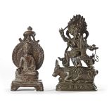 TWO SINO-TIBETAN BRONZE FIGURES, 19TH CENTURY