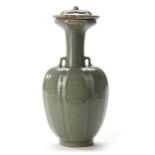 A CHINESE LONGQUAN CELADON GLAZED MELON-SHAPED VASE, SONG DYNASTY (960-1279)