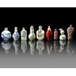 A GROUP OF NINE VARIOUS CHINESE SNUFF BOTTLES, 19TH-20TH CENTURY