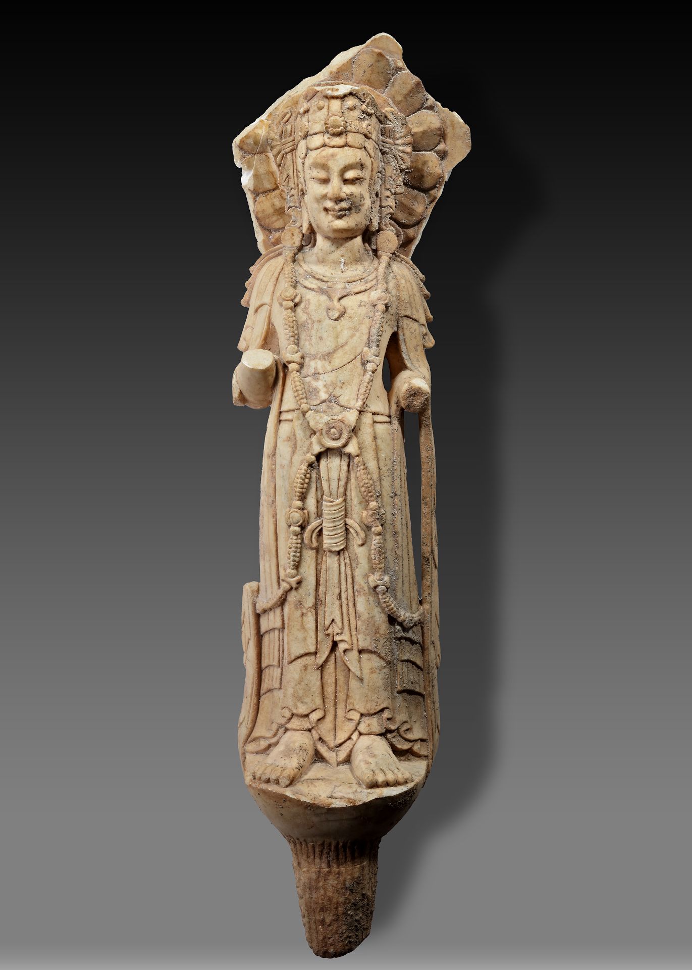 A SANDSTONE STANDING FIGURE OF A BODHISATTVA