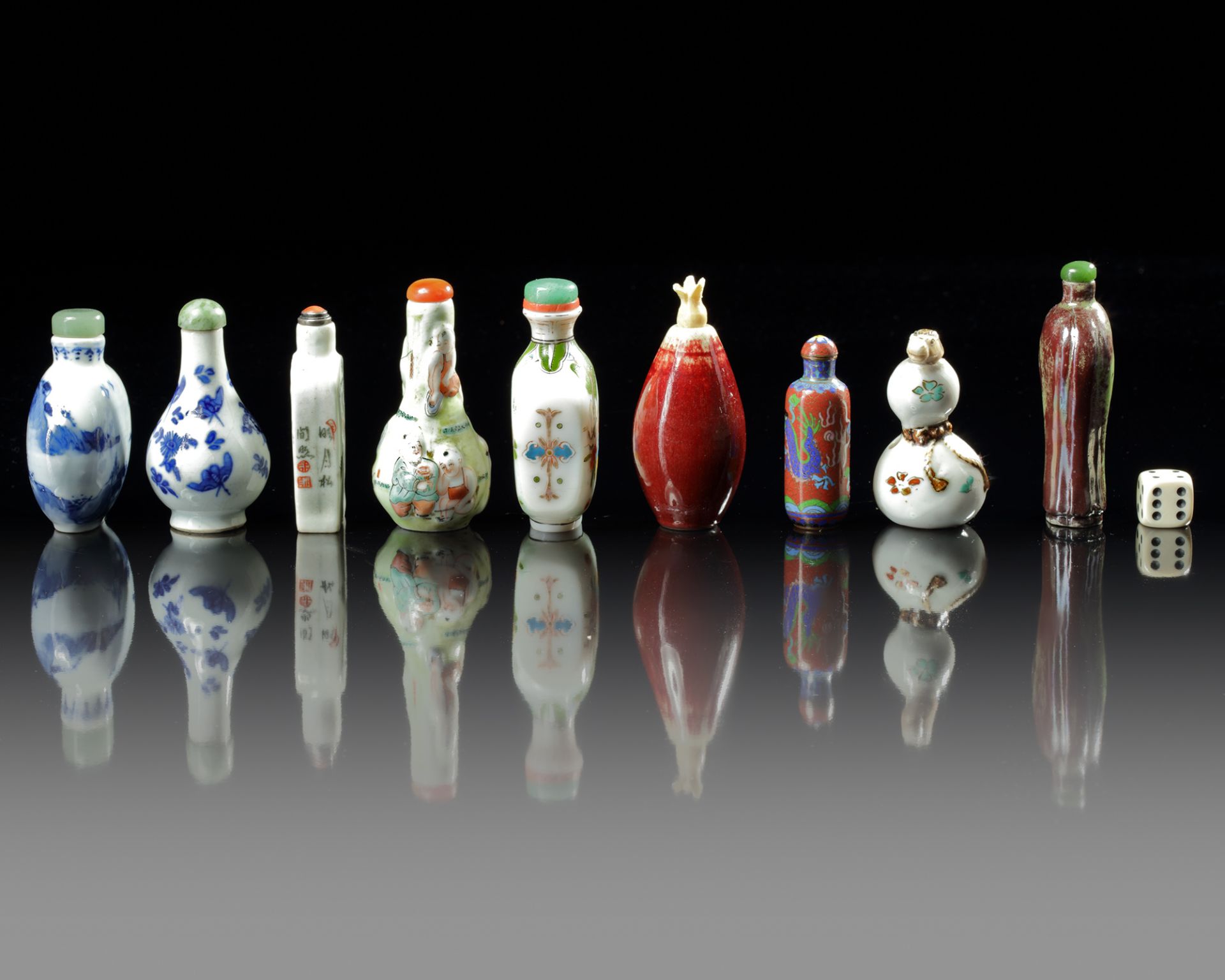 A GROUP OF NINE VARIOUS CHINESE SNUFF BOTTLES, 19TH-20TH CENTURY - Image 2 of 2