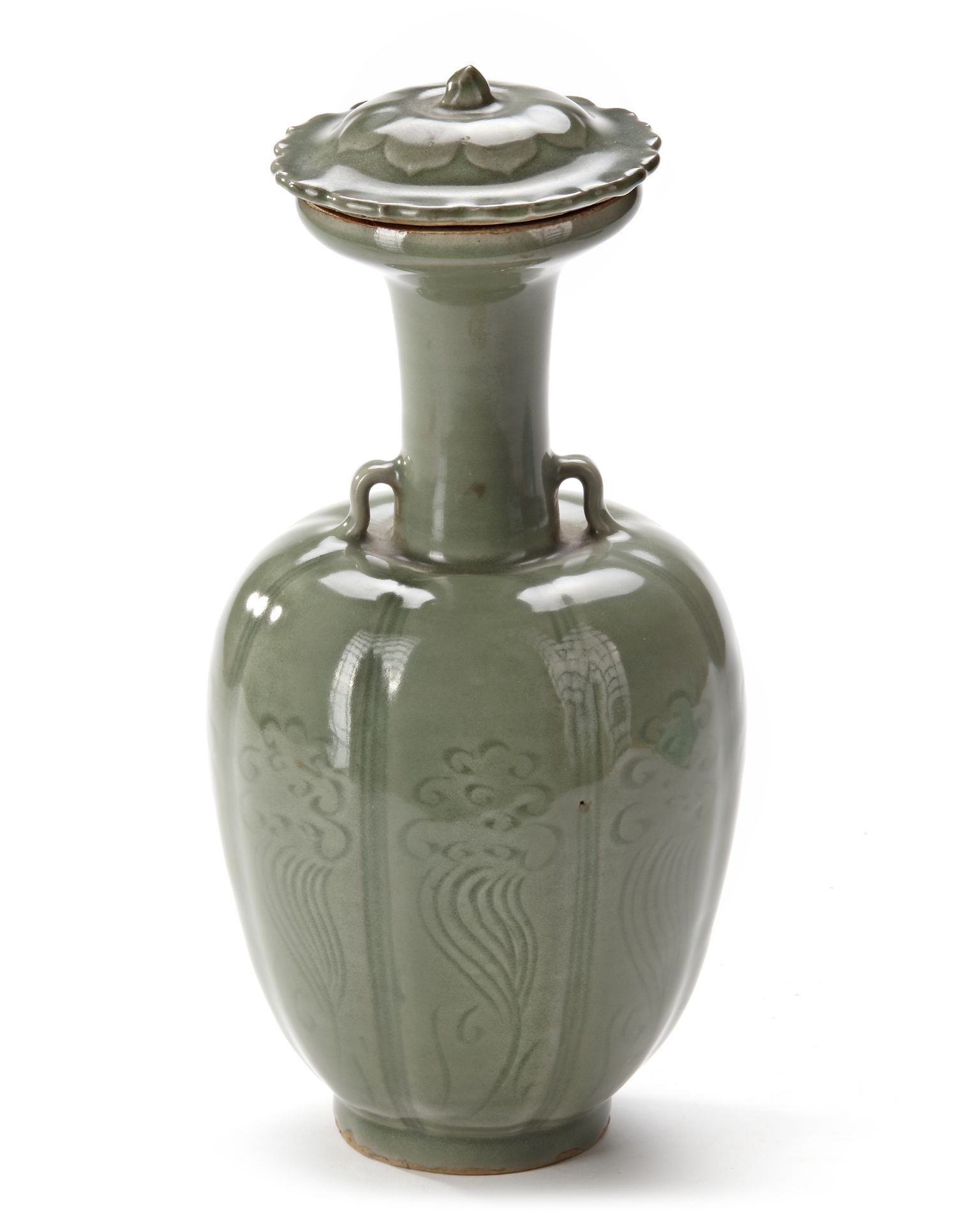 A CHINESE LONGQUAN CELADON GLAZED MELON-SHAPED VASE, SONG DYNASTY (960-1279) - Image 2 of 4