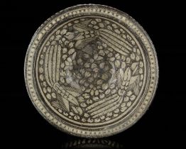 A BOWL DECORATED WITH THREE BIRDS IN FLIGHT, SULTANABAD, 13TH-14TH CENTURY