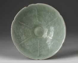 A KOREAN CELADON GLAZED LOBED BOWL, GORYEO PERIOD (918 - 1392)