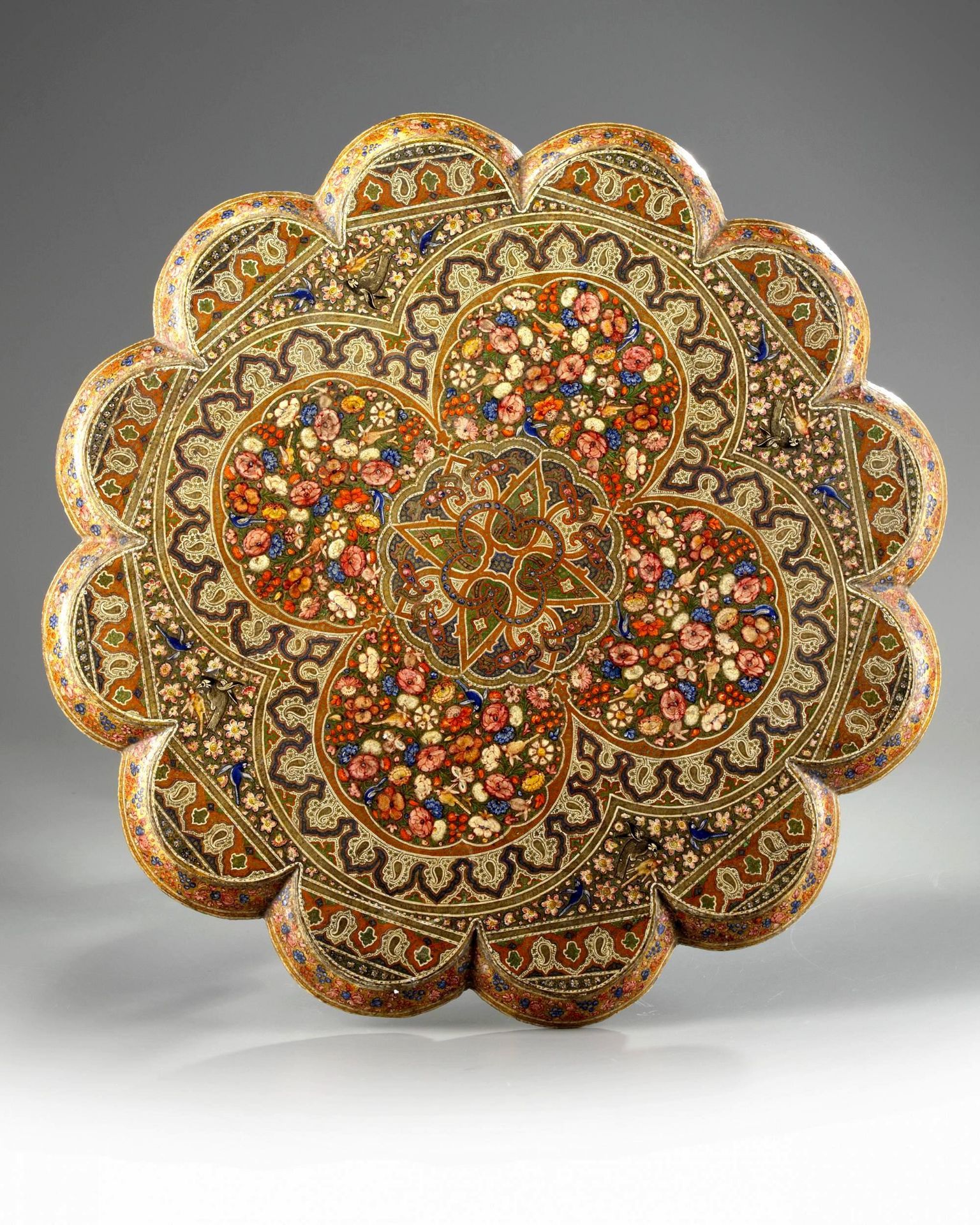 A KASHMIR LACQUERED WOOD TABLE, KASHMIR, 19TH CENTURY