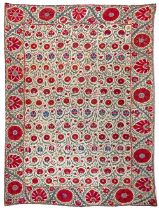 A SUZANI, SILK EMBROIDERED PANEL, BUKHARA, UZBEKISTAN, 19TH CENTURY