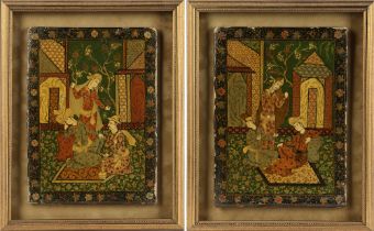 TWO PERSIAN LACQUERED PAINTINGS,19TH CENTURY