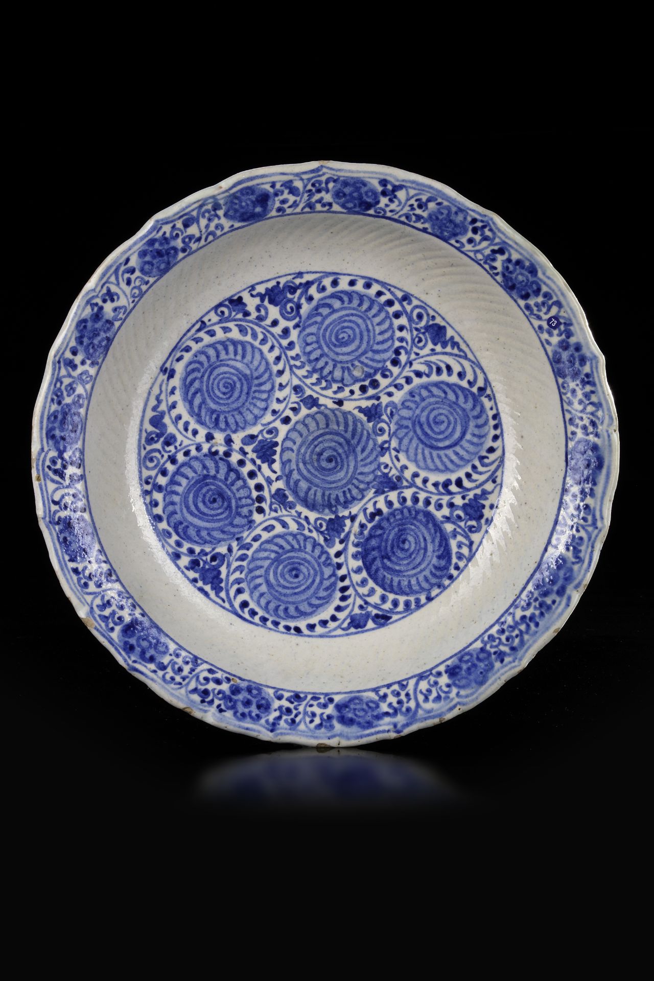 A FINE FRIT-WARE KUBACHI DISH, PERSIA TABRIZ, TIMURID TAMERLANE DYNASTY, LATE 15TH CENTURY