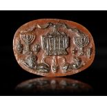 A SASSANIAN CAMEO SHOWING THE TORAH ARK AND RELATED JEWISH SYMBOLS, 5TH-6TH CENTURY AD