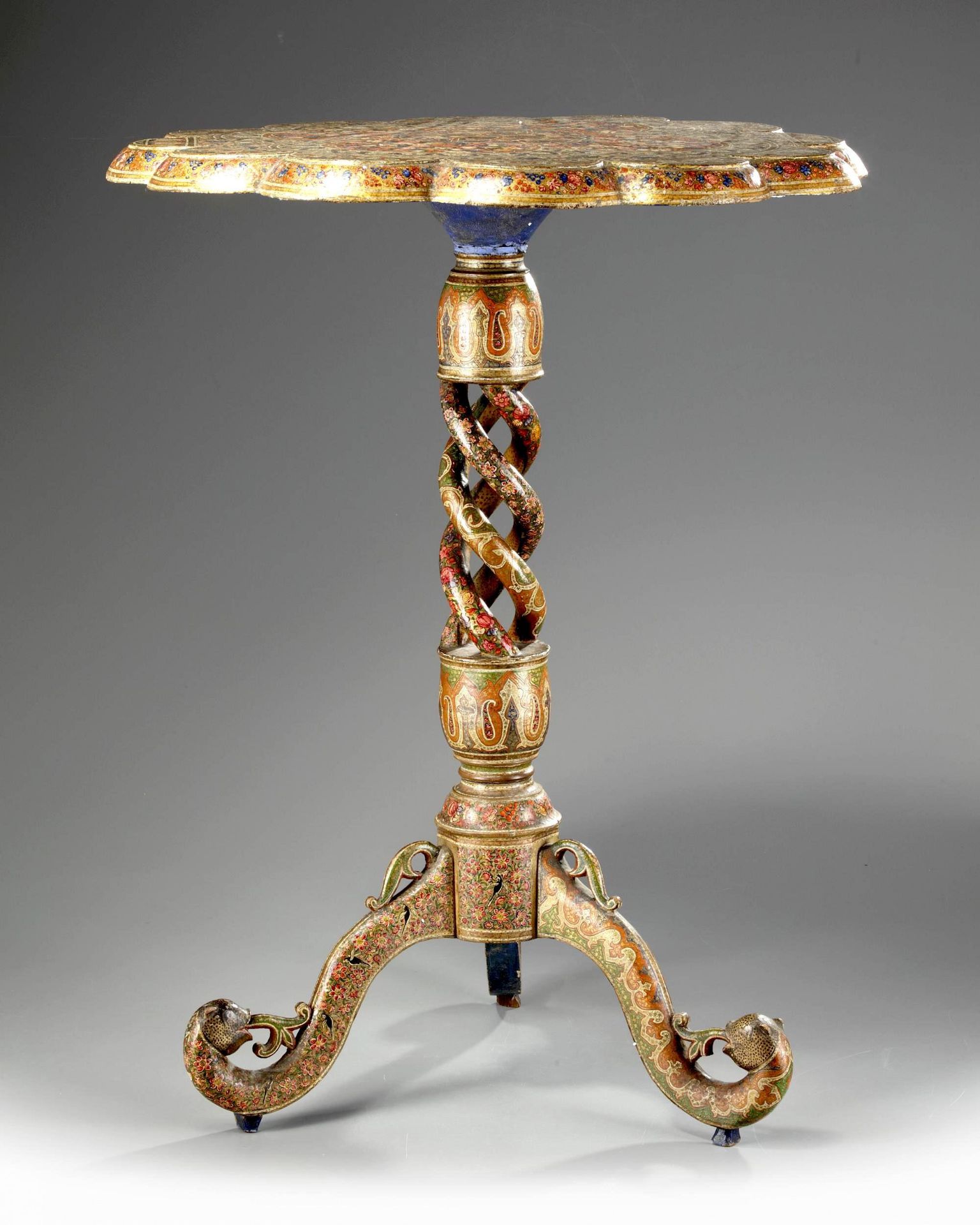 A KASHMIR LACQUERED WOOD TABLE, KASHMIR, 19TH CENTURY - Image 3 of 3