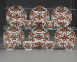 SIX CHINESE AMSTERDAM BONT CUPS AND SAUCERS, 18TH CENTURY
