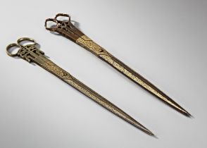 A PAIR OF OTTOMAN DAMASCENED STEEL SCISSORS, TURKEY, 19TH CENTURY