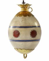 A GILDED AND ENAMELED OTTOMAN GLASS HANGING EGG ORNAMENT, 19TH CENTURY