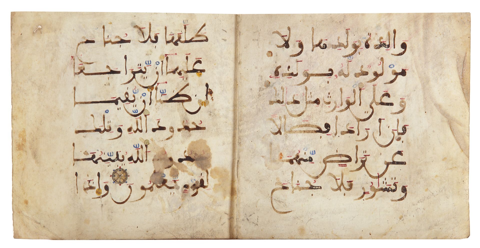 TWO MAGHRIBI QURAN FOLIOS, NORTH AFRICA OR ANDALUSIA, 12TH-13TH CENTURY