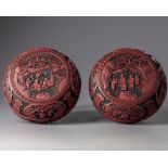 A PAIR OF CHINESE CINNABAR LACQUER BOXES, QING DYNASTY (1644-1911)