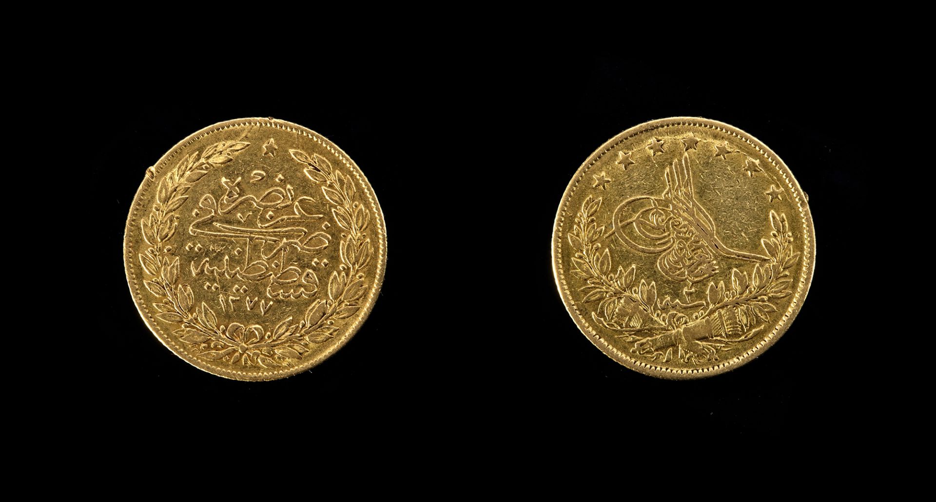 AN OTTOMAN GOLD COIN, ABDULAZIZ (1277-1293AH /1860-1876AD)