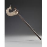 A CEREMONIAL GOLD-DAMASCENED STEEL AXE, INDIA, DATED 1120 AH/1708 AD