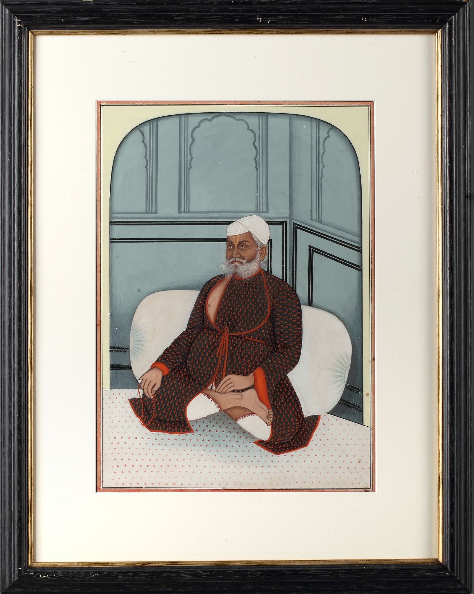 A NOBLEMAN SEATED AGAINST A BOLSTER, PERHAPS UDAIPUR, RAJASTHAN, CIRCA 19TH CENTURY - Bild 2 aus 2