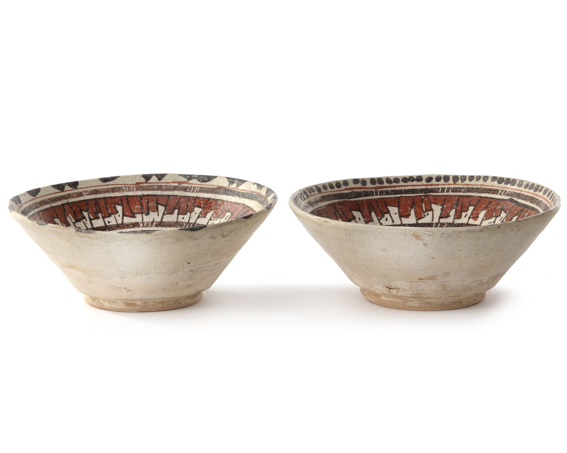 TWO NISHAPUR SLIP-PAINTED POTTERY BOWLS, 9TH-10TH CENTURY - Image 2 of 4
