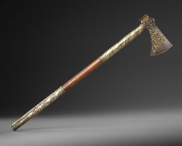 A FINE INDO-PERSIAN HORSEMAN'S AXE (TABARZIN), 18TH CENTURY