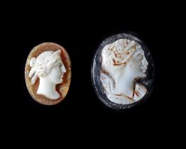 TWO CAMEOS, ROMAN, 1ST CENTURY AD AND 19TH CENTURY AD