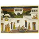 KRISHNA AND RADHA AT A PALACE COURTYARD, KISHANGARH, RAJASTHAN, NORTH WEST INDIA, LATE 18TH CENTURY