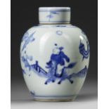 A CHINESE BLUE AND WHITE JAR WITH COVER, 19TH CENTURY