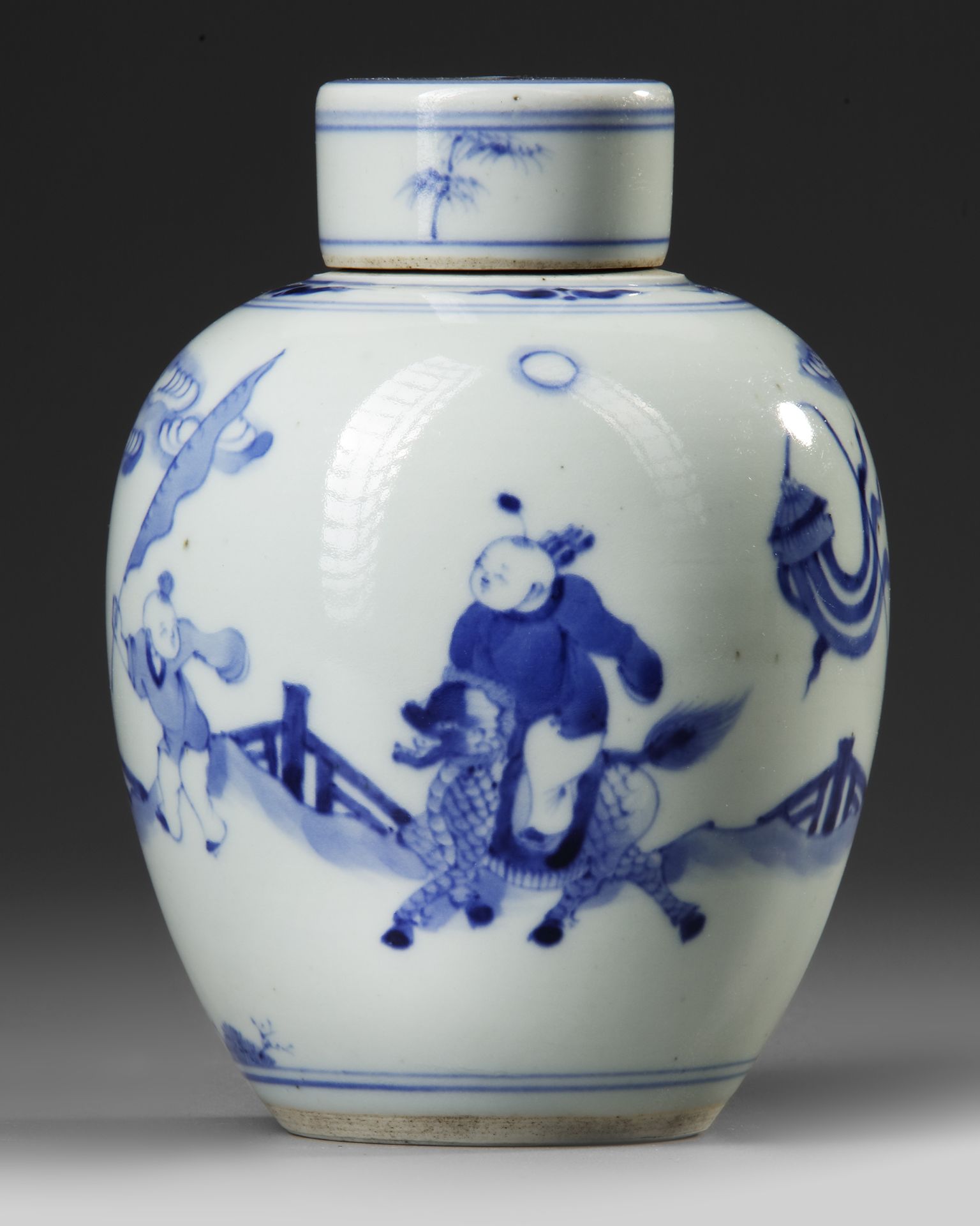 A CHINESE BLUE AND WHITE JAR WITH COVER, 19TH CENTURY