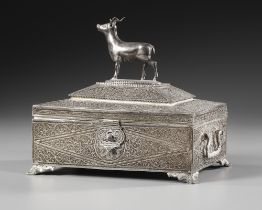 AN OTTOMAN SILVER FILIGREE CASKET, 19TH CENTURY