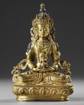 A SINO-TIBETAN GILT BRONZE FIGURE OF AMITAYUS, TIBET, EARLY 19TH CENTURY