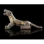 A CHINESE BRONZE 'TIGER' SCROLL WEIGHT, HAN DYNASTY (206 BC-220 AD) OR LATER
