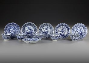 A COLLECTION OF SIX CUPS AND EIGHT SAUCERS, 18TH CENTURY