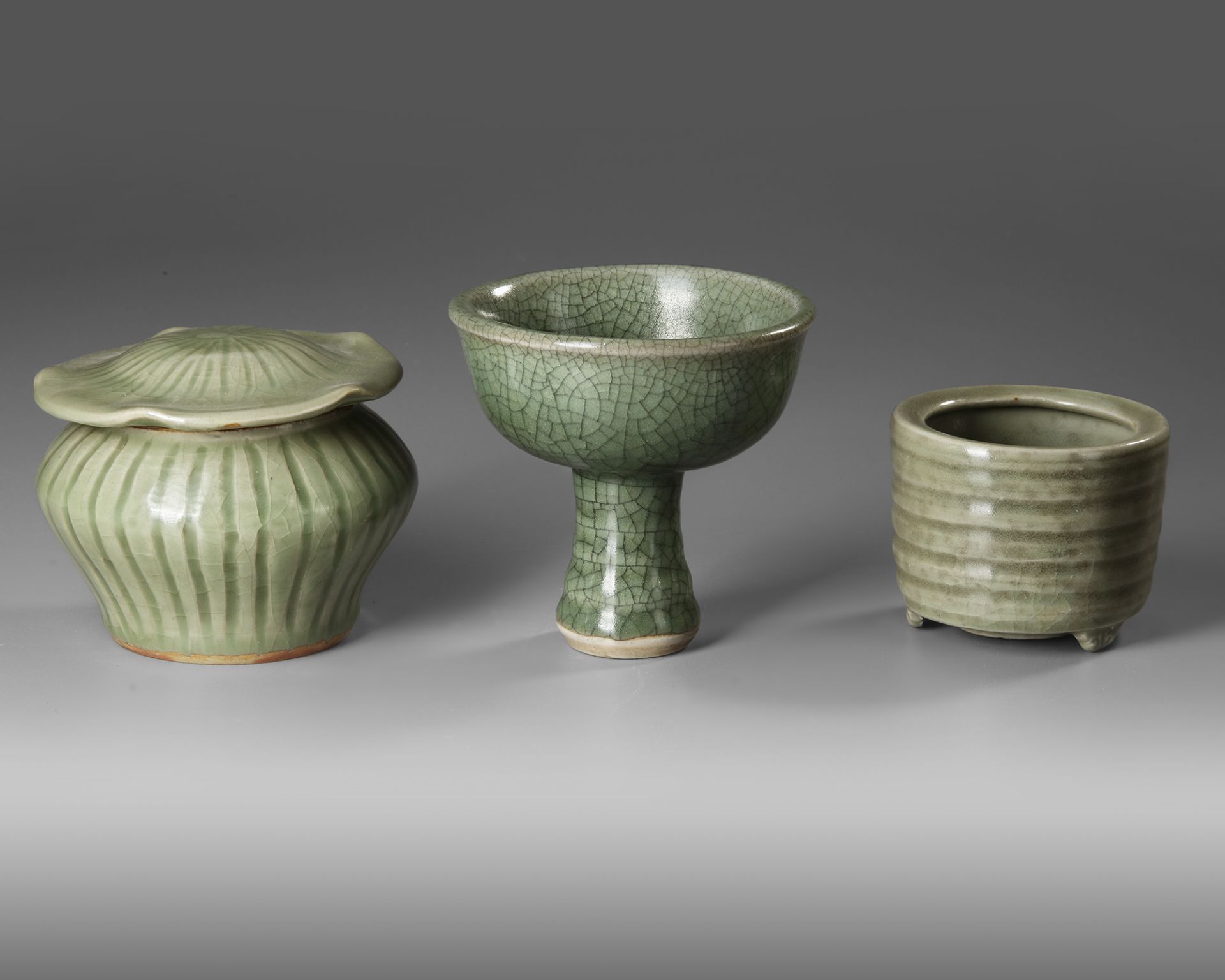 THREE CHINESE CELADON WARES, YUAN DYNASTY AND LATER