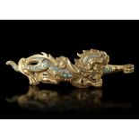 A GILT-BRONZE BELT HOOK, HAN DYNASTY (206 BC-220 AD) OR LATER