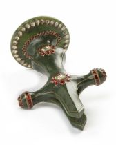 A MUGHAL GEM-SET JADE TALWAR HILT, INDIA, 19TH CENTURY